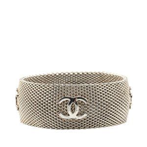 CHANEL Vintage Silver Logo Bracelet